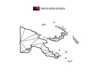 Mosaic triangles map style of Papua New Guinea isolated on a white background. Abstract design for vector.