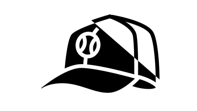 cap tennis player animated line icon. cap tennis player sign. isolated on white background