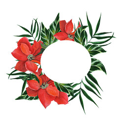 Christmas and new year wreath with red colors for gift cards and design