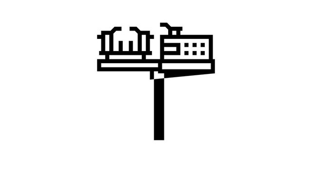 racquet stringing machine animated line icon. racquet stringing machine sign. isolated on white background