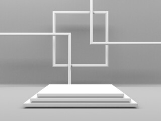 Abstract scene podium mockup. Award ceremony concept