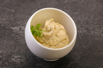 Vegan food - hummus with olive oil