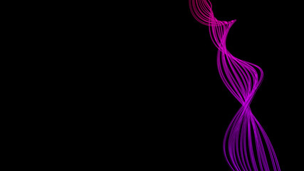 black background with pink wave. abstract colored spiral on a dark background. modern abstraction banner 8k