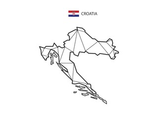 Mosaic triangles map style of Croatia isolated on a white background. Abstract design for vector.