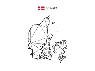 Mosaic triangles map style of Denmark isolated on a white background. Abstract design for vector.