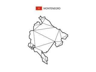 Mosaic triangles map style of Montenegro isolated on a white background. Abstract design for vector.