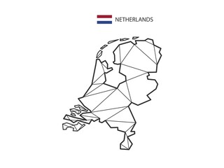 Mosaic triangles map style of Netherlands isolated on a white background. Abstract design for vector.