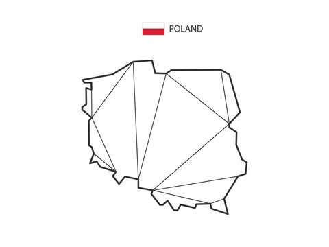Fototapeta Mosaic triangles map style of Poland isolated on a white background. Abstract design for vector.