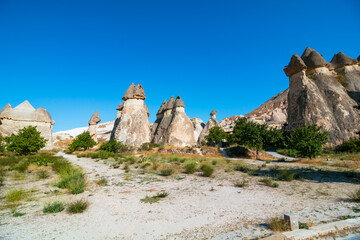 Fototapeta na wymiar View of Pasabagi Open Air Museum in Cappadocia Nevsehir Turkey