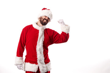 Santa Claus making gestures of expression on a white background