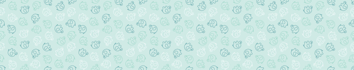 Seamless pattern with white and blue elephants