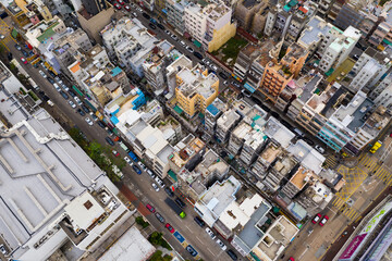 Fototapeta premium Top down view of Hong Kong city