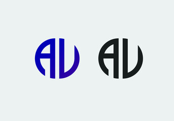 AU initial letter logo vector template | creative modern monogram circle logo