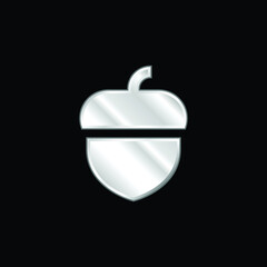 Acorn silver plated metallic icon