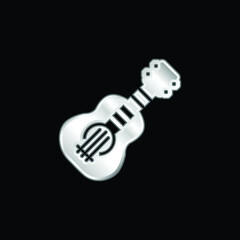 Bass Guitar silver plated metallic icon