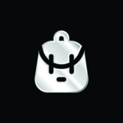 Backpack silver plated metallic icon