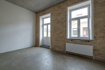 empty white room with repair and without furniture. room for office or store