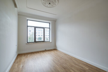 empty white room with repair and without furniture. room for office or store