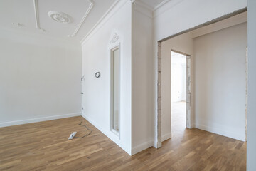 empty white room with repair and without furniture. room for office or store