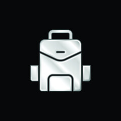 Backpack silver plated metallic icon