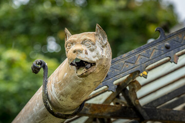 Detail of a carved gutter on a castle in Croatia