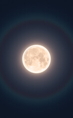 Full moon in night with halo. Vertical option