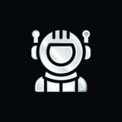 Astronaut silver plated metallic icon