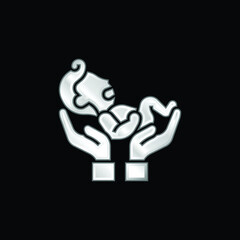 Baby silver plated metallic icon