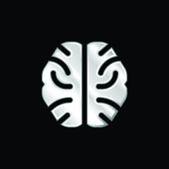 Brain silver plated metallic icon