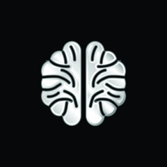 Brain silver plated metallic icon