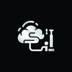 Brain silver plated metallic icon