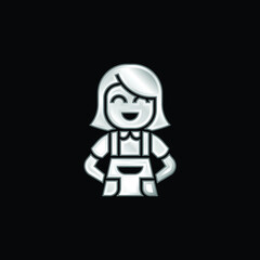 Apron silver plated metallic icon