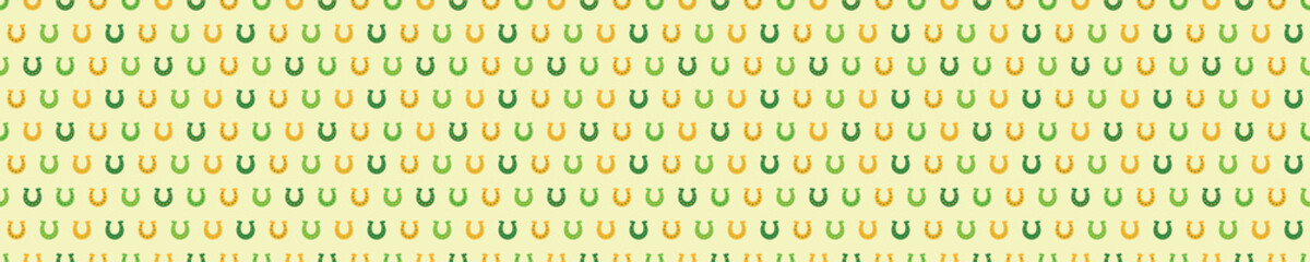 Seamless pattern with yellow and green horseshoes