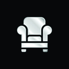 Armchair silver plated metallic icon