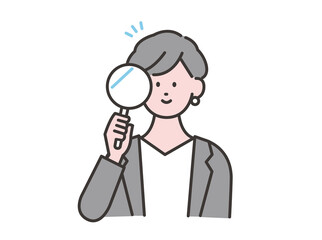 分析する女性イメージイラスト 素材 カラー