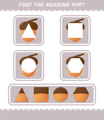 Match cartoon acorn parts. Matching game. Educational game for pre shool years kids and toddlers