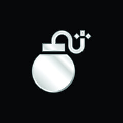 Bomb silver plated metallic icon