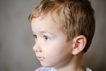 boy child face kid childhood. white.