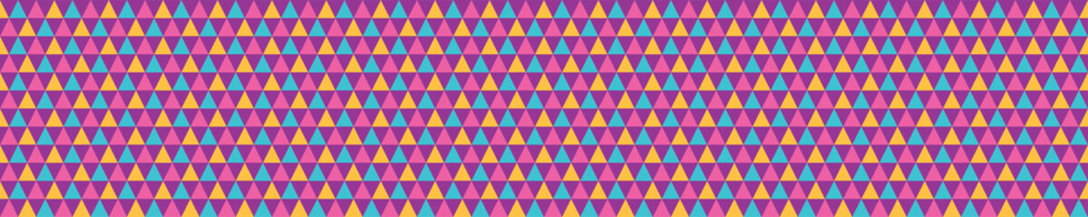 Seamless pattern with purple, orange and blue triangles