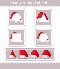 Match cartoon santa hat parts. Matching game. Educational game for pre shool years kids and toddlers