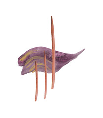 Arrangements. Purple watercolor Illustration and gold elements, on white background. Abstract modern print set. Logo. Wall art. Poster. Business card.