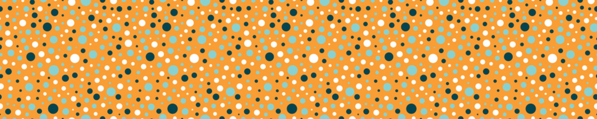 Materiał do szycia Orange seamless pattern with white and blue circles