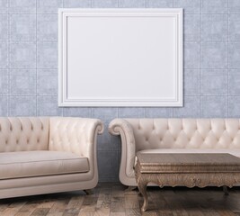 3D Mockup photo frame in Modern interior of living room