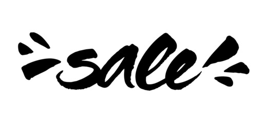Fototapeta premium Sale banner. Vector handwritten sign. Brush lettering with splashes. Modern calligraphy. Isolated on white background.