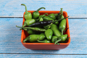 spicy green chilly in a squire bowl