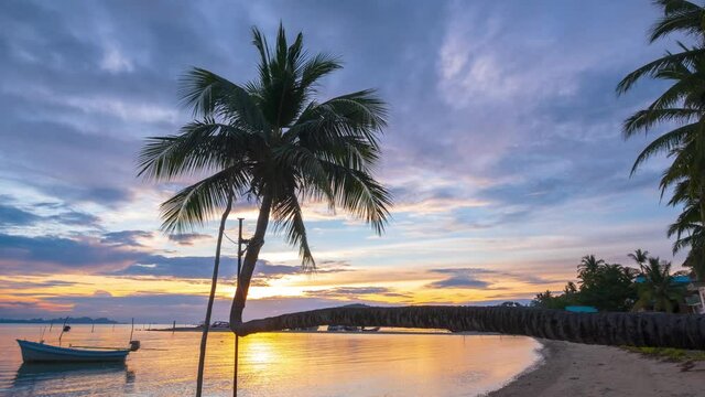 4k footage timelapse video ,sunset sky with clouds twilight sky ,thongkrut beach, Pangka ,koh samui ,surratthani ,thailand	