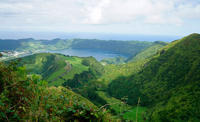 Fototapeta premium amazing green landscape on the azores islands
