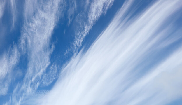 Panoramic photo of blurred sky. Blue sky background