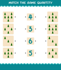 Match the same quantity of christmas tree. Counting game. Educational game for pre shool years kids and toddlers
