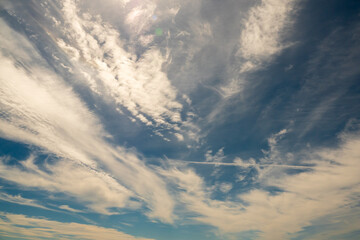 White cloudy sky. Nature background.